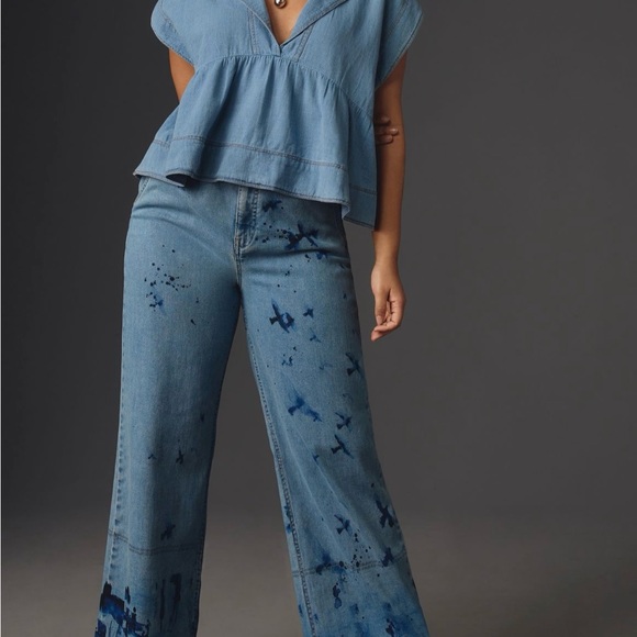 Anthropologie Pilcro Sailor Denim Babydoll Blouse NWT! - Picture 9 of 14